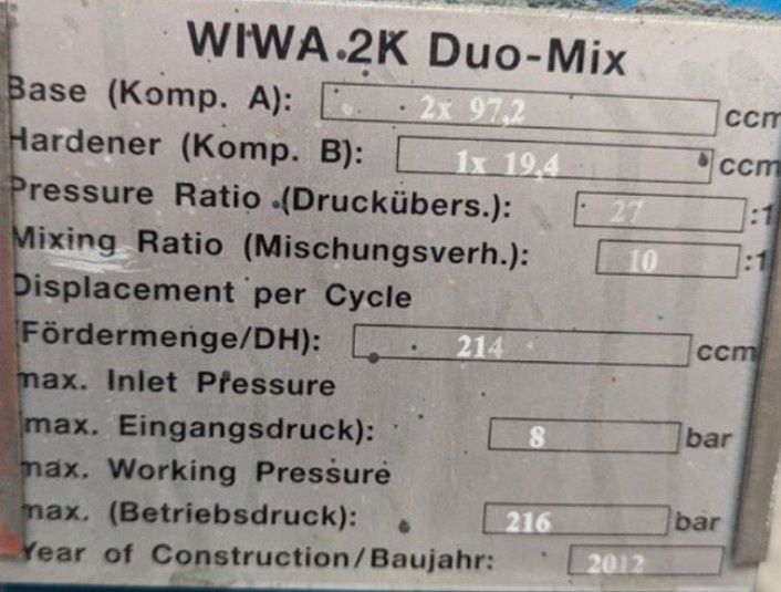 Agregat pompa malarska Wiwa duomix 230 do iniekcji malowania antykoroz