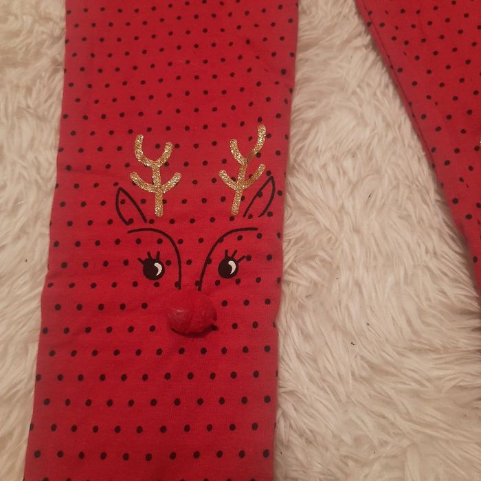 Czerwone świąteczne leginsy dla dziewczynki Little Kids rozmiar 122 cm