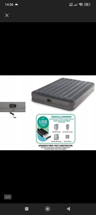 Materac pompowany INTEX Dura Beam USB wbudowana pompka