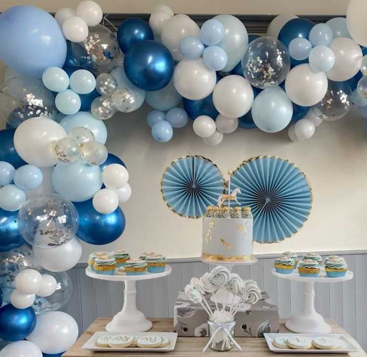 GIRLANDA BALONOWA NIEBIESKA Błękitna Zestaw Urodziny BabyShower Wesele