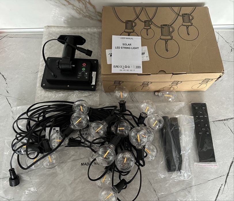 Ретро гірлянди 15 м на сонячній батареі з дистанційним керуванням