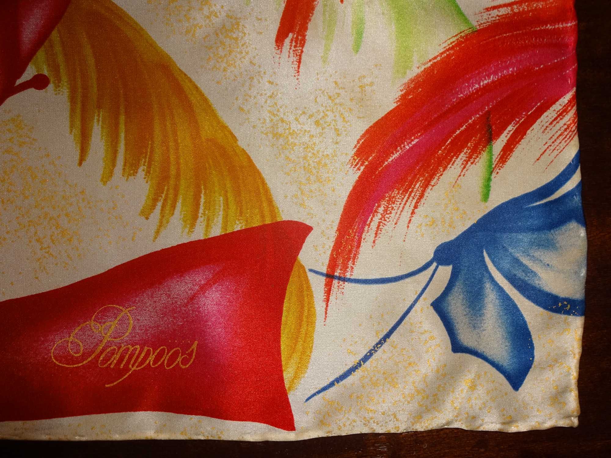 POMPOOS 100% SILK oryg. LUX jedwabna apaszka gawroszka rolowana