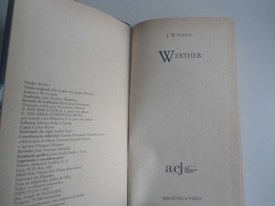 Werther por J W Goethe
