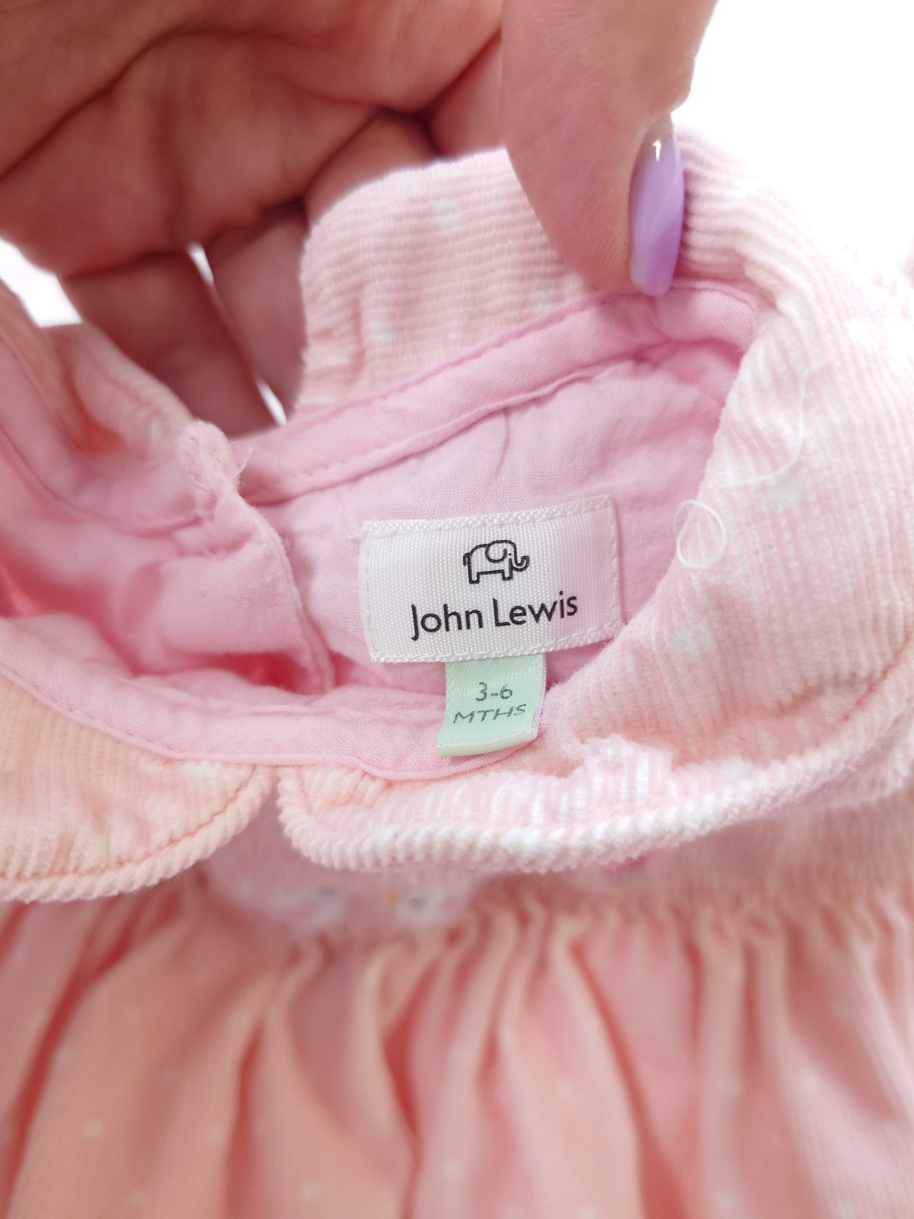 Sukienka aksamitna, różowa, John Lewis 62-68