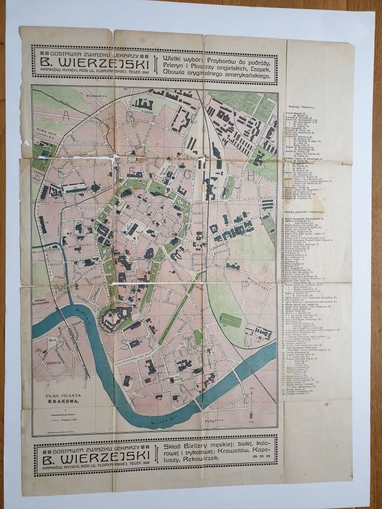 Plan Krakowa około 1910