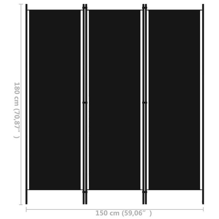 Parawan 3-Panelowy Czarny 150x180 cm - Stylowa Przegroda