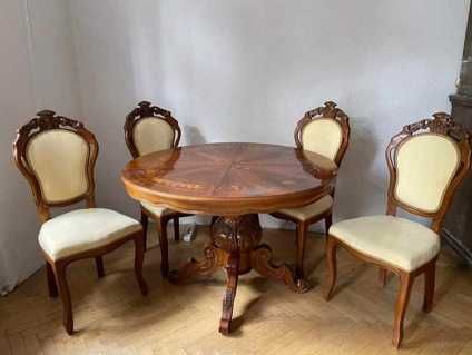 Piękny komplet włoski stół z krzesłami
