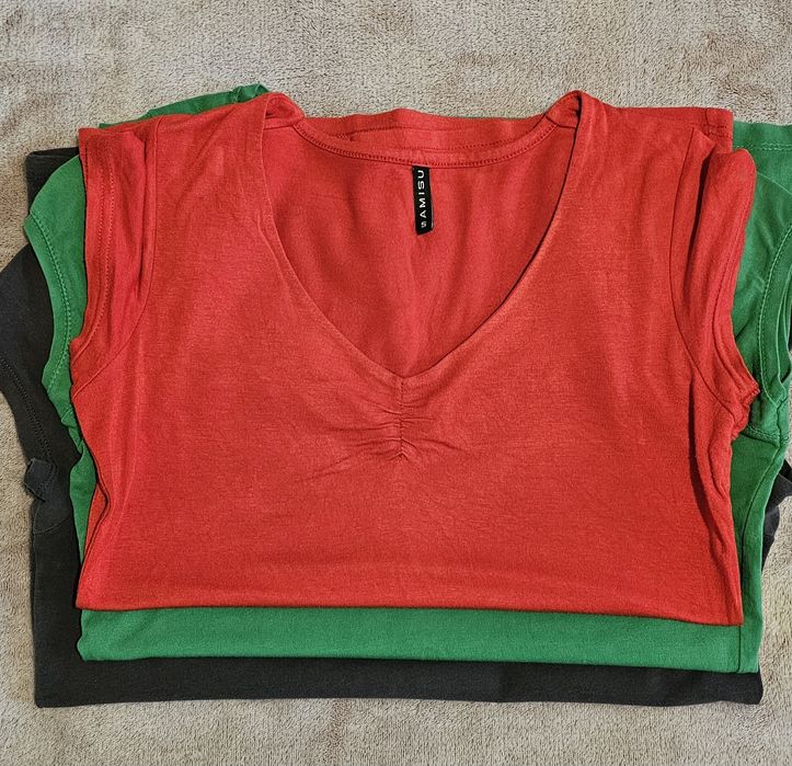 Zestaw 3 bluzki, koszulki z dekoltem