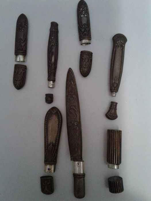 Conjunto de 7 Agulheiros em prata