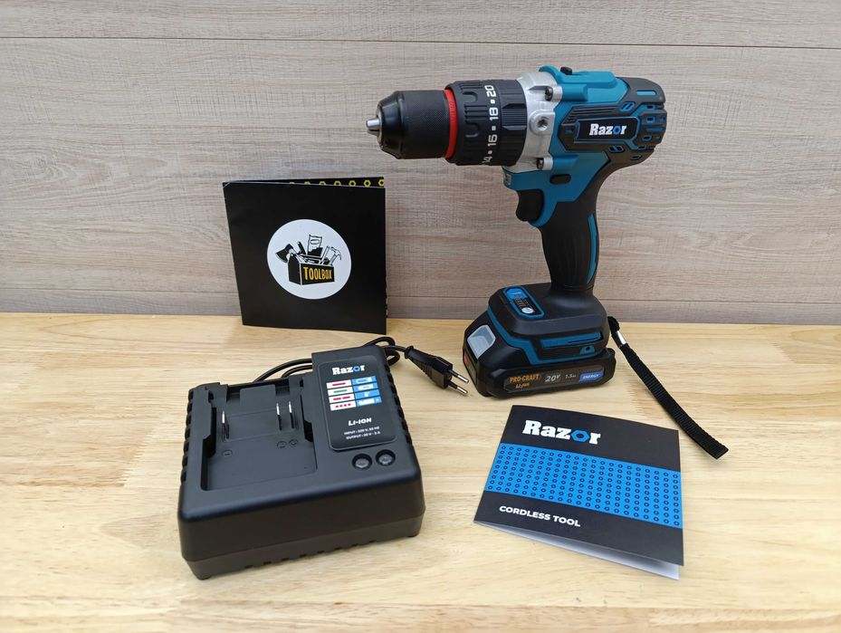 Потужний шуруповерт Razor 60nm+акб+зу ,13 патрон,акб Procraft,гарантія