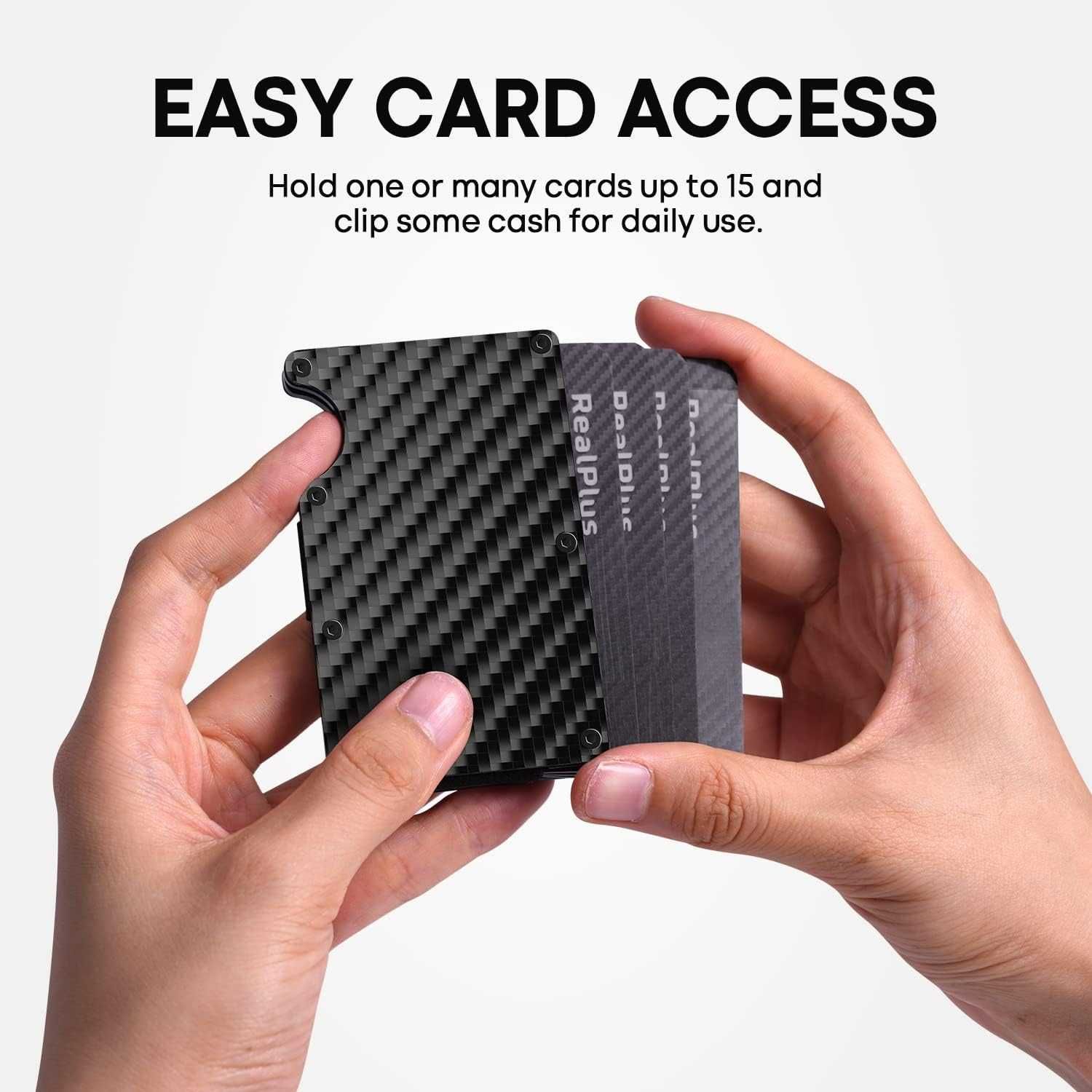 Portfel na karty dla mężczyzn z włókna węglowego, ochrona RFID NFC