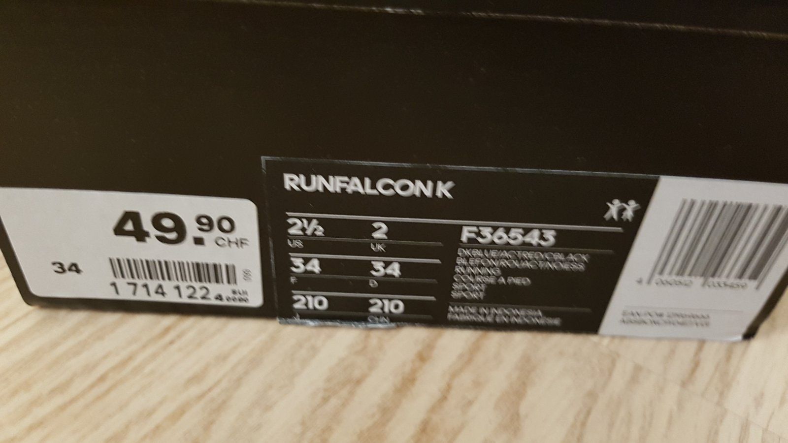 Кроссовки Adidas Runfalcon 34р,стелька 21,5см,оригинал.