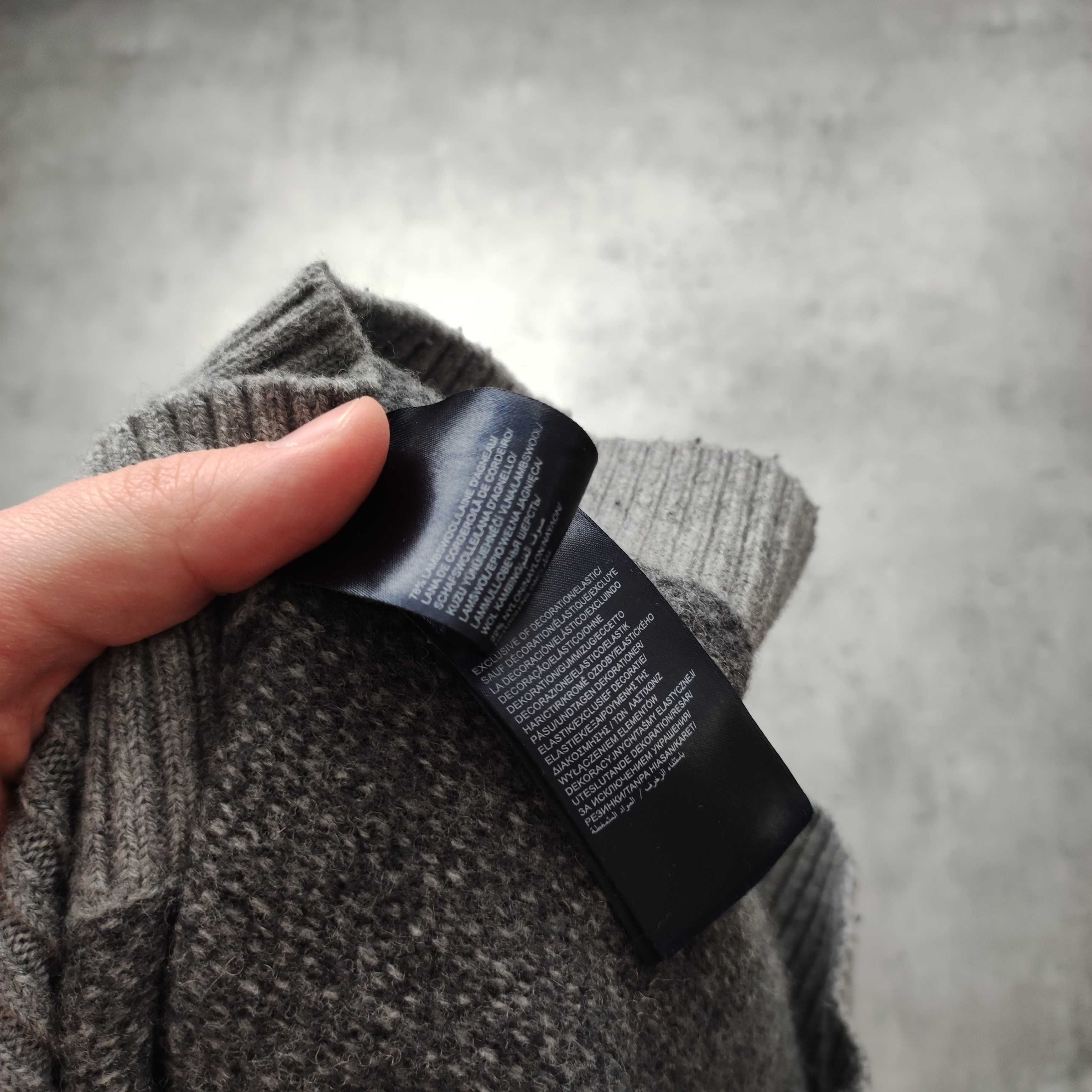 DAMSKI Sweter PREMIUM Szary Wełna Elegancki Tommy Hilfiger Kołnierzyk