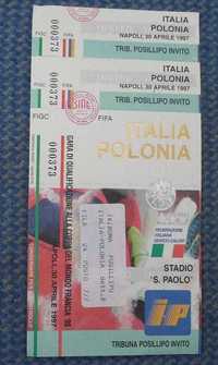 Bilet mecz WŁOCHY - POLSKA Eliminacje MŚ 1998 piłka nożna (30.04.1997)