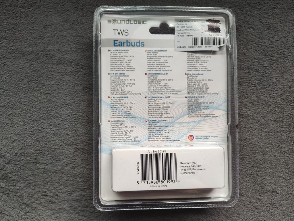 Słuchawki bezprzewodowe Soundlogic TWS Earbuds NOWE
