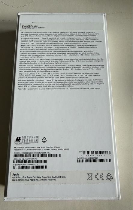 Iphone 15 Pro Max Black Titanium 256 GB