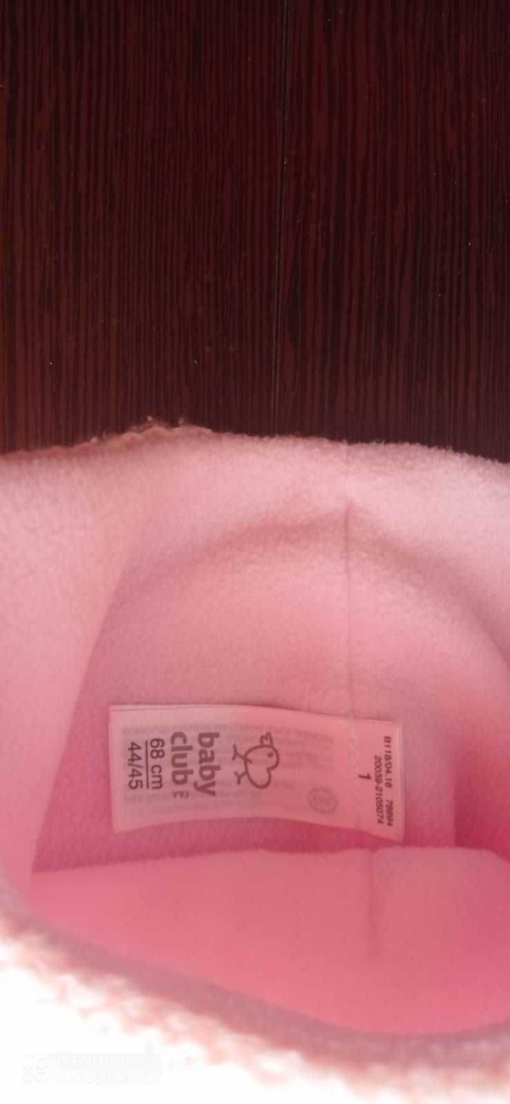 Рожева шапка для малюка 68 см 44\45
