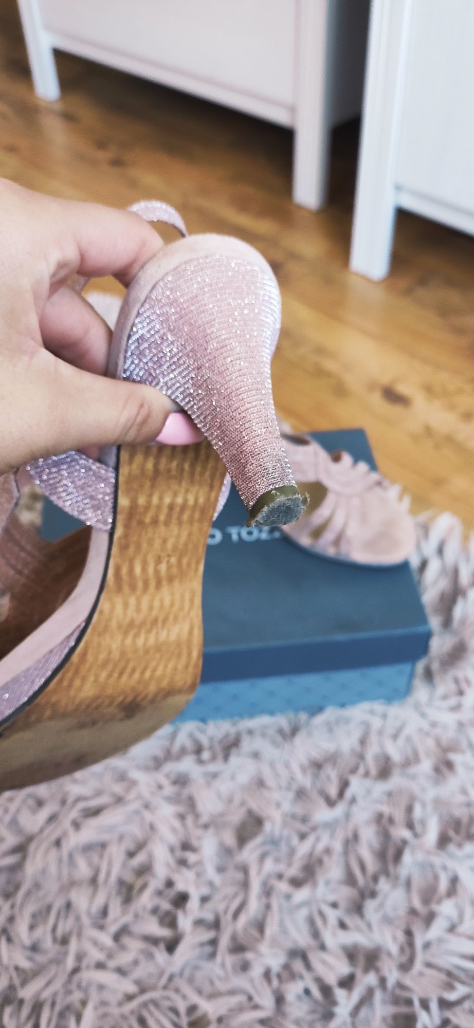 Marco Tozzi Sandały na platformie - rose metallic