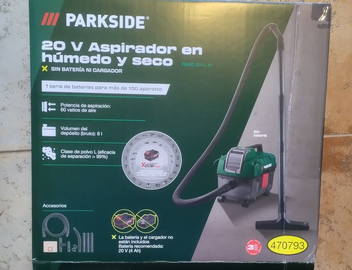 Aspirador líquidos/pó a bateria 20V Parkside novo
