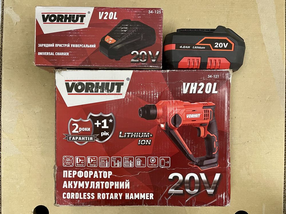 Перфоратор аккумуляторный VH20L SDS+ 20В + аккум. + зарядка Vorhut