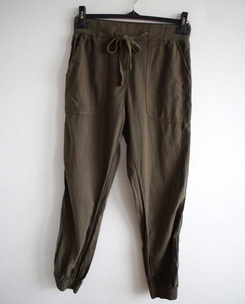 Kaffe oliwkowe spodnie  joggery wysoki stan 36 s m