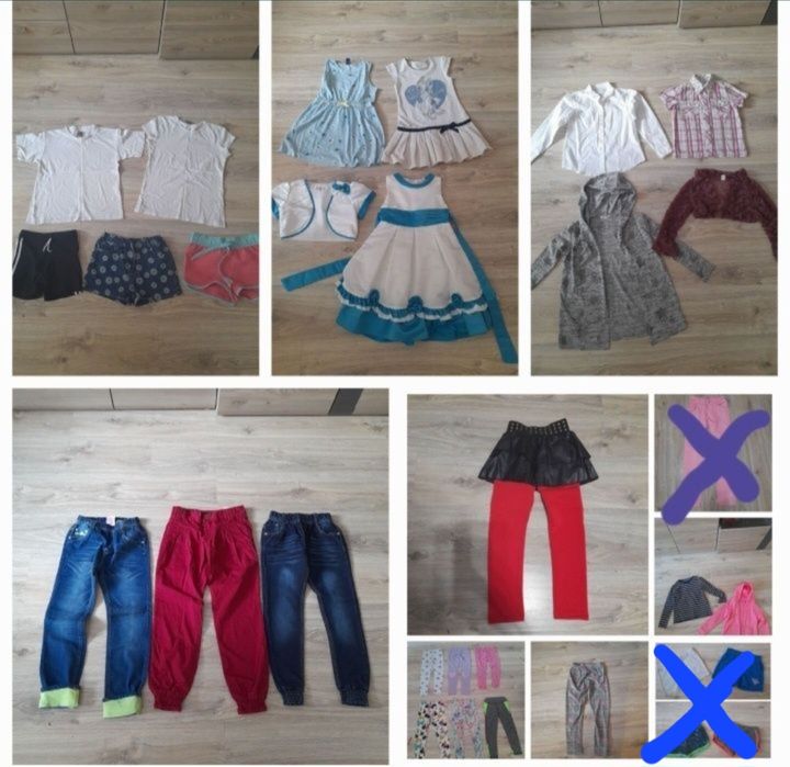 Zestaw paka ciuchów ubrań dla dziewczynk 122-128, 134