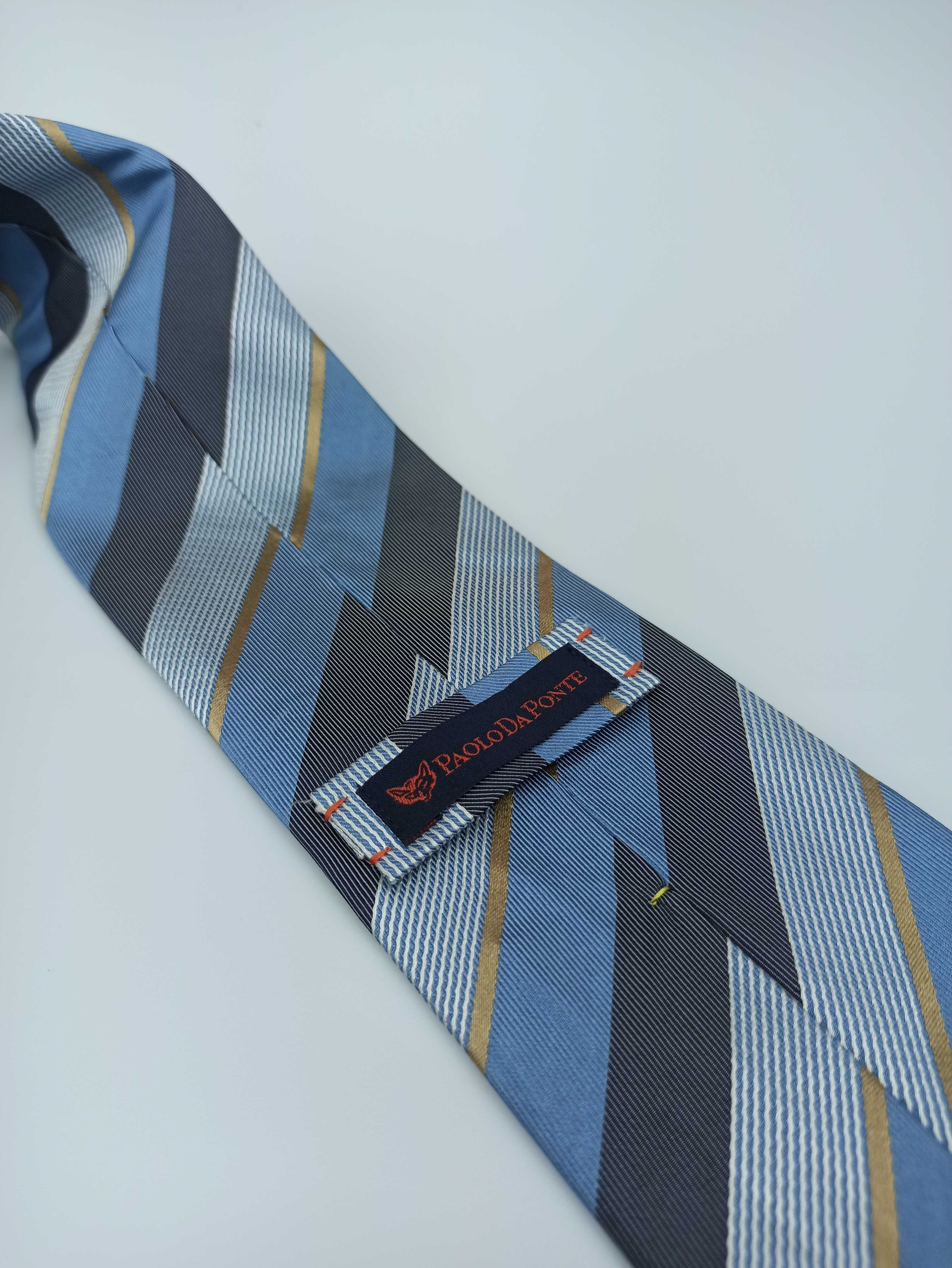 Paolo Da Ponte niebieski jedwabny krawat pa08
