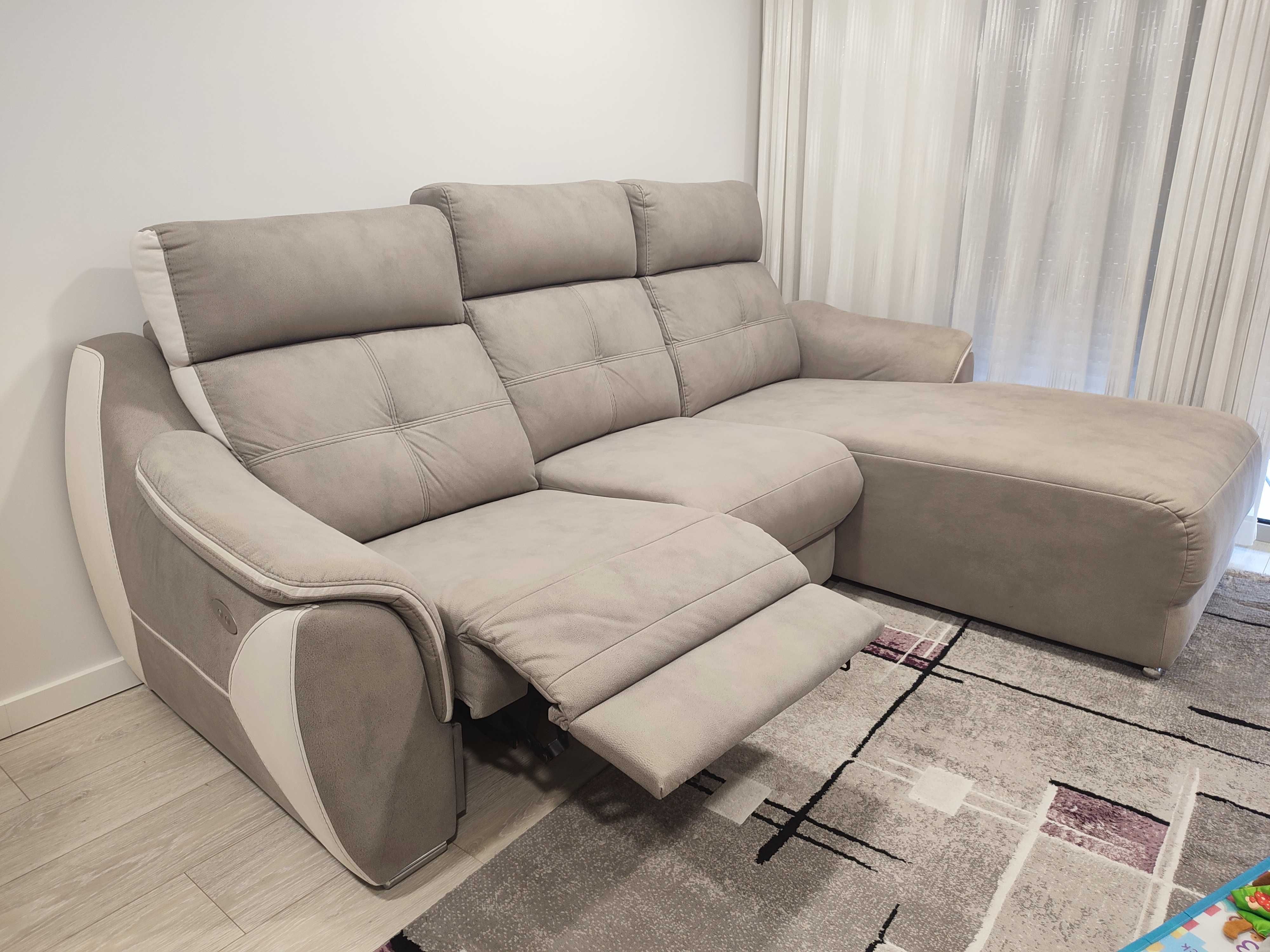 Sofá Chaise Longue Cinzento - 240cm x 170cm (Excelente Estado)