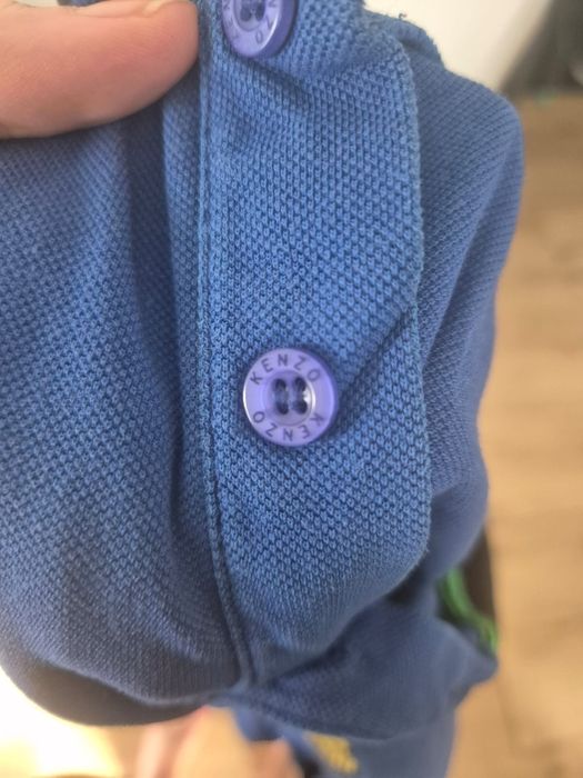 Koszulka tshirt męski niebieski bawełna cotton z kołnierzykiem  Kenzo