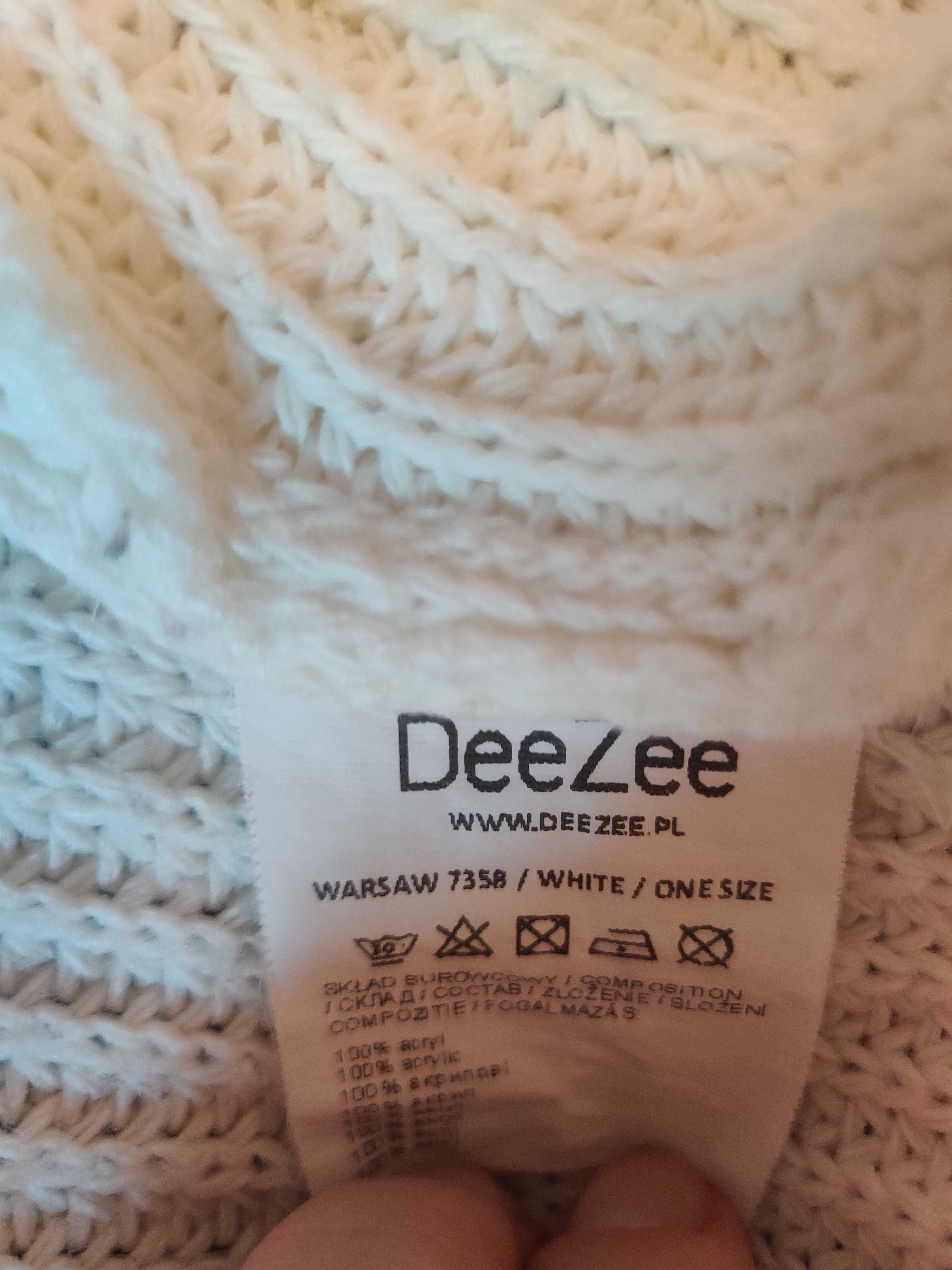 DeeZee, sweter maxi biały, 100% akryl