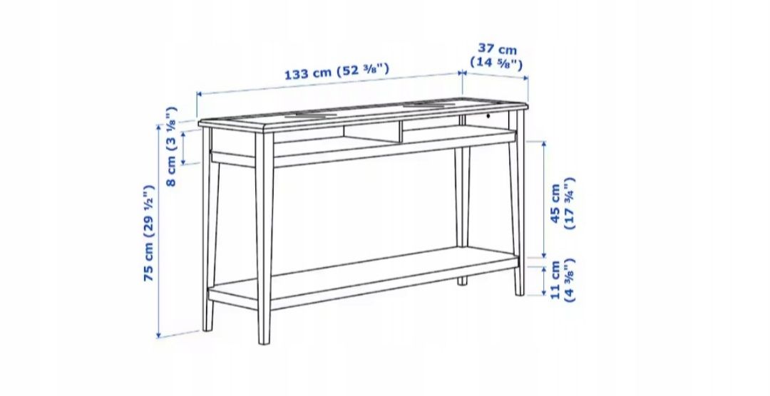 Konsola komoda ława ikea LIATROP biała z szybą