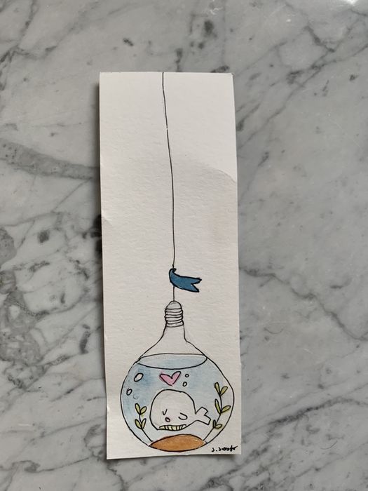 Zakładka do ksiązki wielorybek żarówka handmade