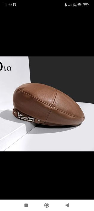 Hit nakrycie głowy beret kaszkiet Eco skóra miekka karmel braz