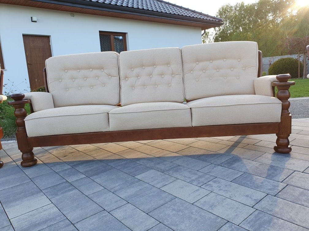 Sofa ( kanapa ) + dwa fotele. Dębowe dąb. Do salonu