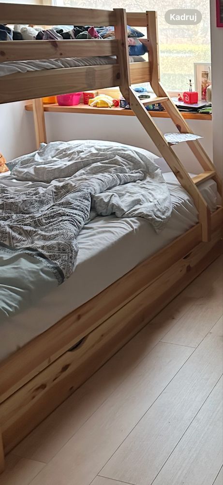 łóżko piętrowe sosnowe  3 osobowe bez szuflady
