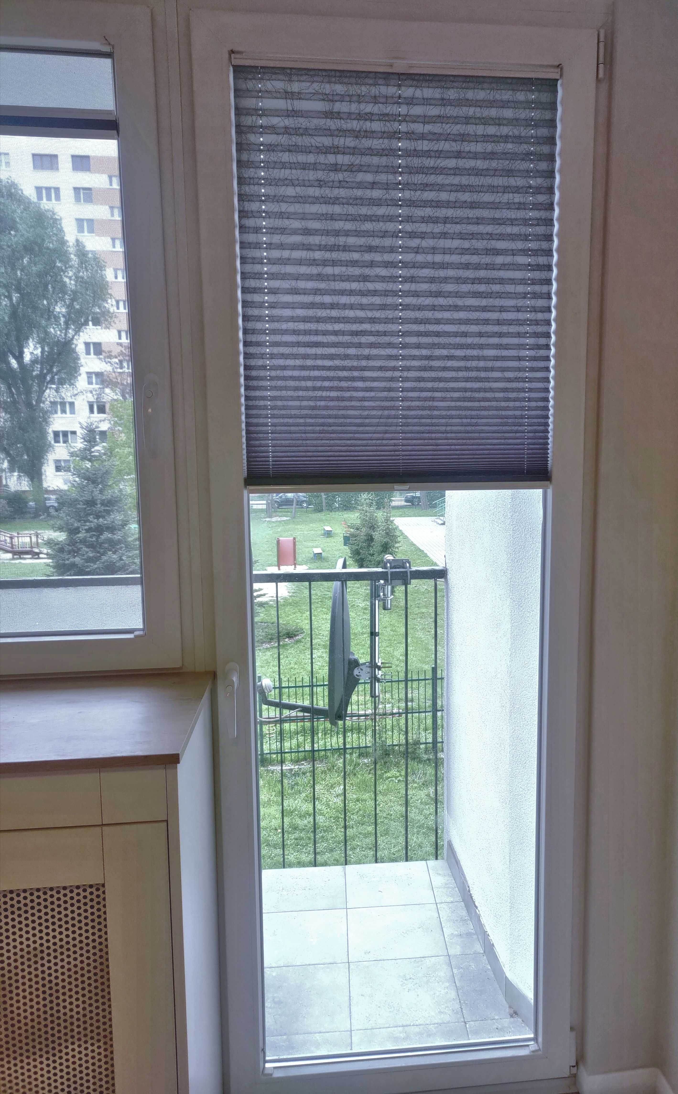Rolety, żaluzje plisowane szare (używane) stan bardzo dobry z minusem.