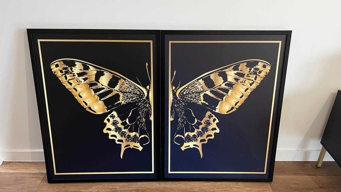 Obraz złoty motyl 63x83 cm