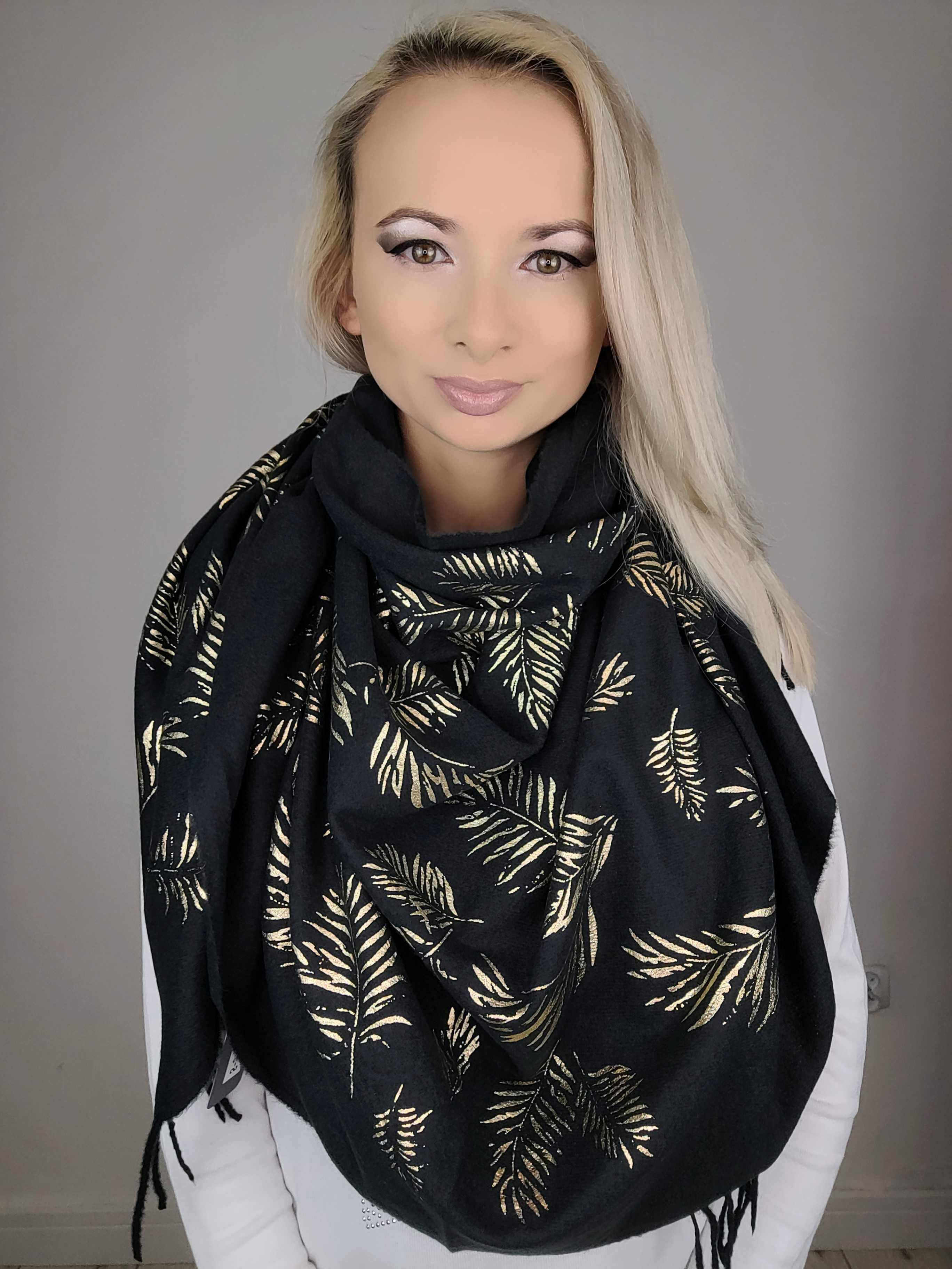 NOWY 4 KOLORY szalik damski chusta ze złotym zdobieniem
