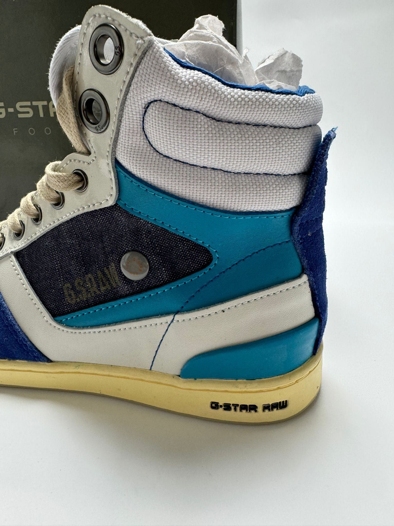 Nowe sneakersy wysokie G-STAR RAW unisex niebieskie 38