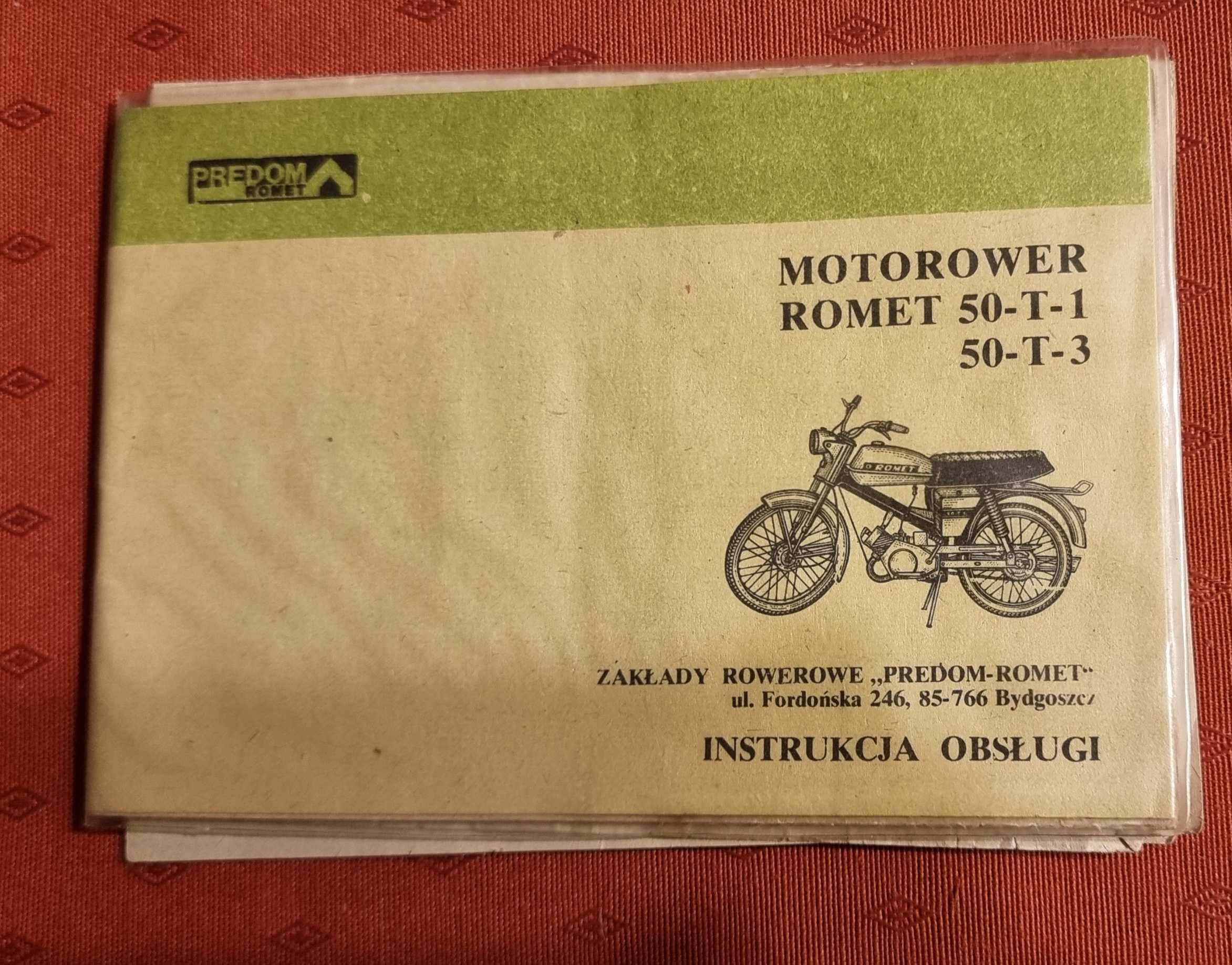 instrukcja obsługi motoroweru ROMET 50 T-1 i ROMET 50 T-3  oryginalna