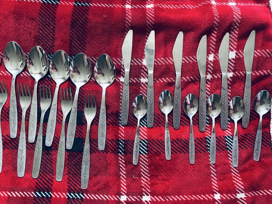 Gerlach roślinny sztućce prl zestaw na 6 osób