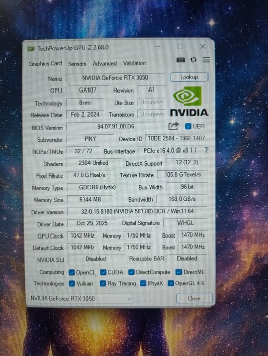 Відеокарта PNY Nvidia GeForce RTX 3050  6GB GDDR6