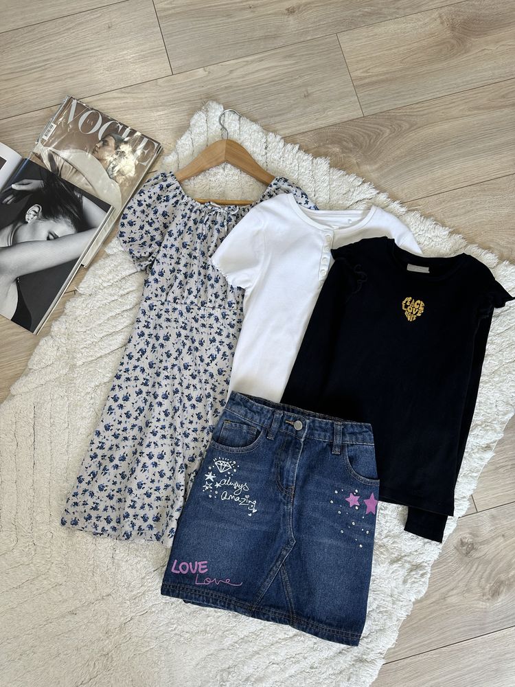Комплект , сукня Zara, джинсова спідниця,футболка розмір 8-9 років 134