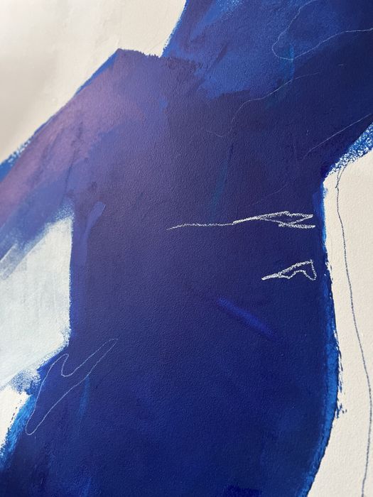 Obraz ręcznie malowany kobalt duży format postać 150 cm x 120 cm