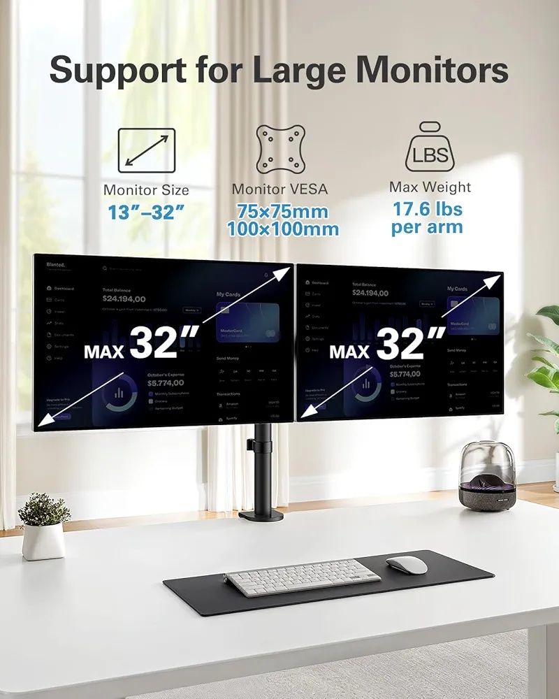 Huanuo HNCM25 Podwójny uchwyt na monitor Uchwyt 13 do 32 CALI stojak