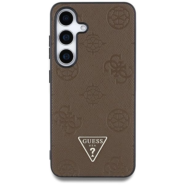 Etui Guess Grained Hot Stamp Peony Pattern Triangle Logo MagSafe na Sa