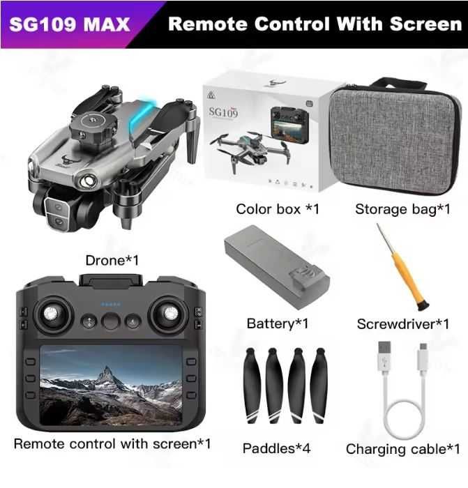 Dron SG109 MAX RC GPS WiFi 1200 m z ekranem LED.