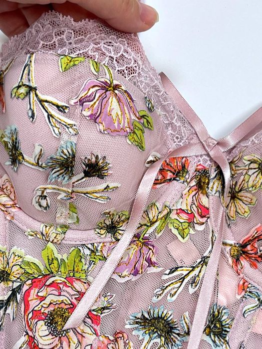 Рожевий бюстьє корсет бюстгальтер 70с (32с) victoria's secret оригінал