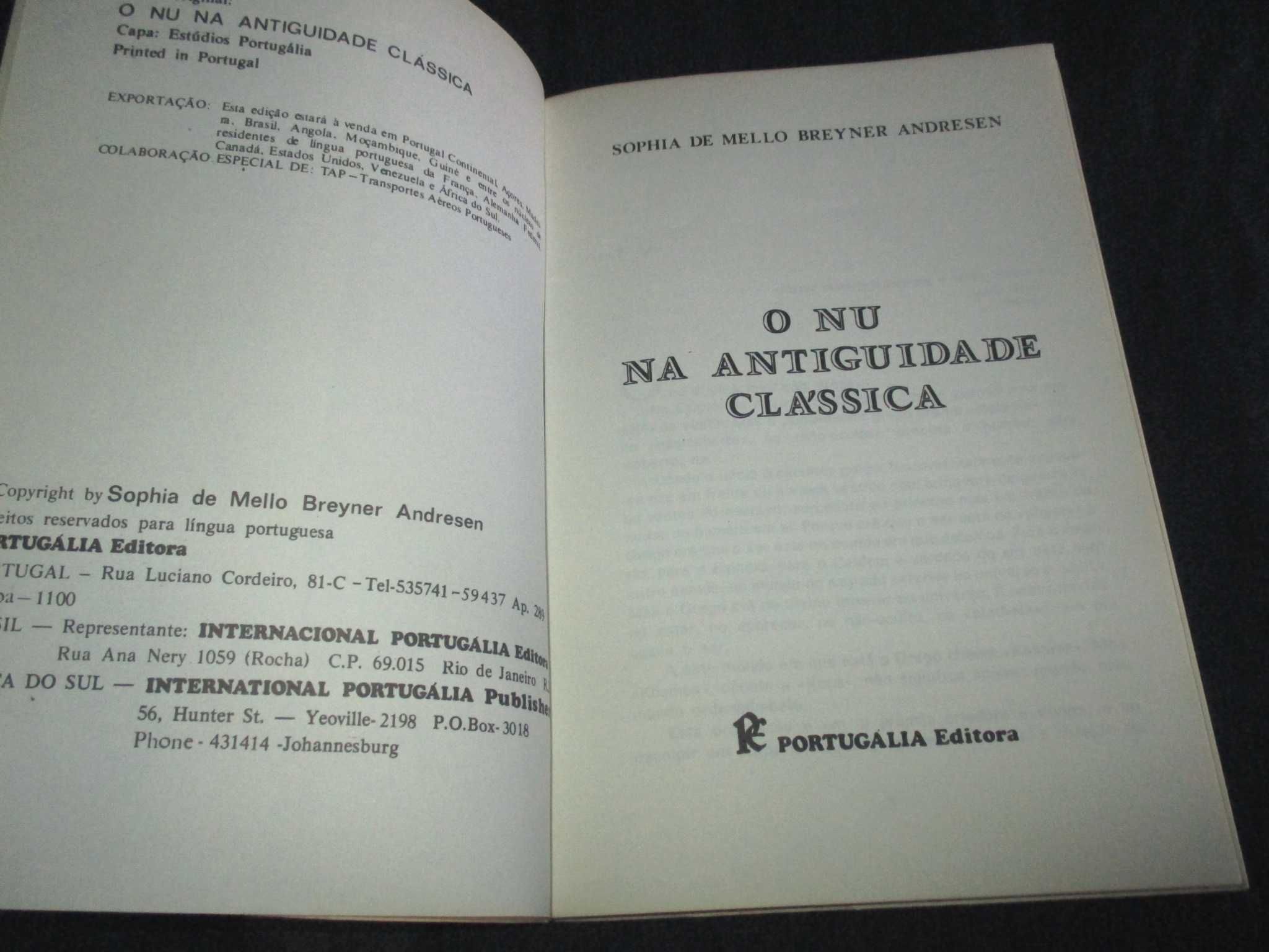 Livro O Nu na Antiguidade Clássica Sophia de Mello Breyner Andresen