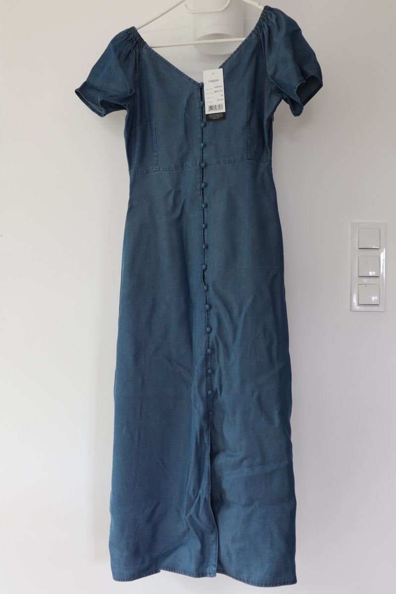 Taranko NOWA sukienka jeansowa 34 niebieska midi jeans letnia bawełnia